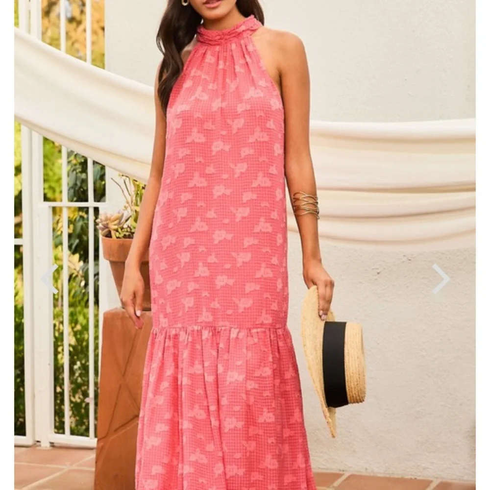 Blue door boutique halter coral maxi dress size medium - Picture 6 of 10